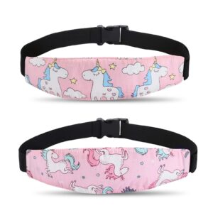 2 pcs baby car seat neck relief and head support,silence shopping car seat head band strap headrest,stroller car seat sleeping head support for toddler child children kids infant (unicorn)