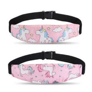 2 Pcs Baby Car Seat Neck Relief and Head Support,Silence Shopping Car Seat Head Band Strap Headrest,Stroller Car Seat Sleeping Head Support for Toddler Child Children Kids Infant (Unicorn)