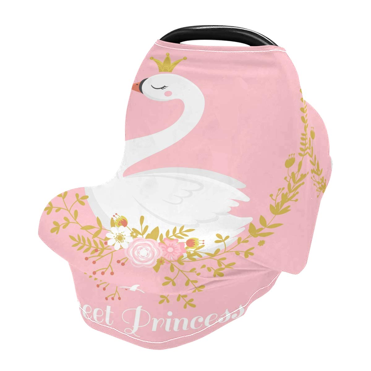 Cute Swan Princess Baby Car Seat Covers, Nursing Cover Breastfeeding Scarf Soft Breathable Stretchy Coverage, Infant Stroller Cover for Boys Girls