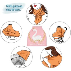 Cute Swan Princess Baby Car Seat Covers, Nursing Cover Breastfeeding Scarf Soft Breathable Stretchy Coverage, Infant Stroller Cover for Boys Girls