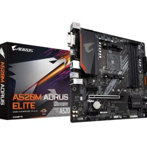 Gigabyte A520M AORUS Elite (AMD Ryzen AM4/MicroATX/5+3 Phases Digital PWM/Gaming GbE LAN/NVMe PCIe 3.0 x4 M.2/2 Display Interfaces/Q-Flash Plus/RGB Fusion 2.0/Motherboard)