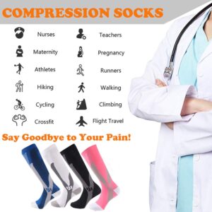 Wetopkim Compression Socks for Women & Men (4 Pairs) 20-30 mmHg Best for Athletic, Running,Flight Travel,Cycling(S/M)