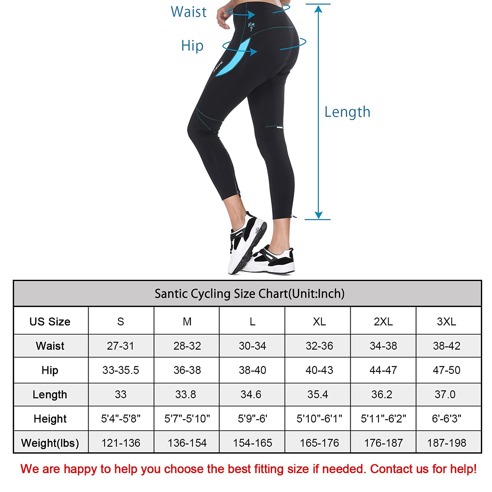 Santic Bike Pants Women's 4D Padded Bike Cycling Tights Biking Capris for Women Long Road Trousers Quick Dry Blue XL Parni