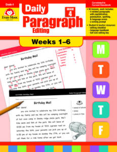 daily paragraph editing, grade 4, weeks 1-6