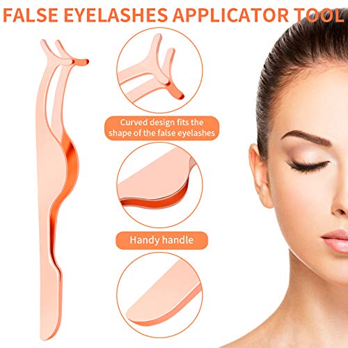 Yiwoo 5 Pieces Eyelash Applicator Tool，False Eyelashes Applicator,Eyelashes Tool,Eyelashes Curlers,Curved Eyelash Curler(Rose Gold）