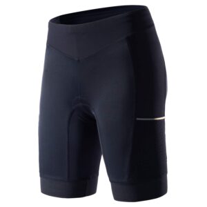 my kilometre womens triathlon shorts 8” inseam tri shorts with side pockets adjustable drawstring (pure-black, medium)
