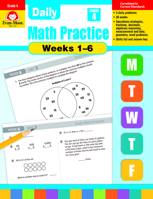 Daily Math Practice Bundle, Grade 4, Weeks 1-6