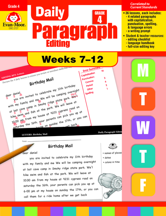 Daily Paragraph Editing, Grade 4, Weeks 7-12