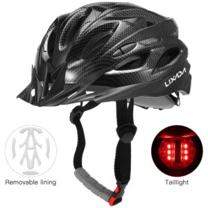 Lixada Adult Bike Helmet,Mountain Bike Helmet MTB Bicycle Cycling Helmets,Adjustable Dial-Fit Integrally Molding Lightweight Helmets with LED Back Light for Men and Women