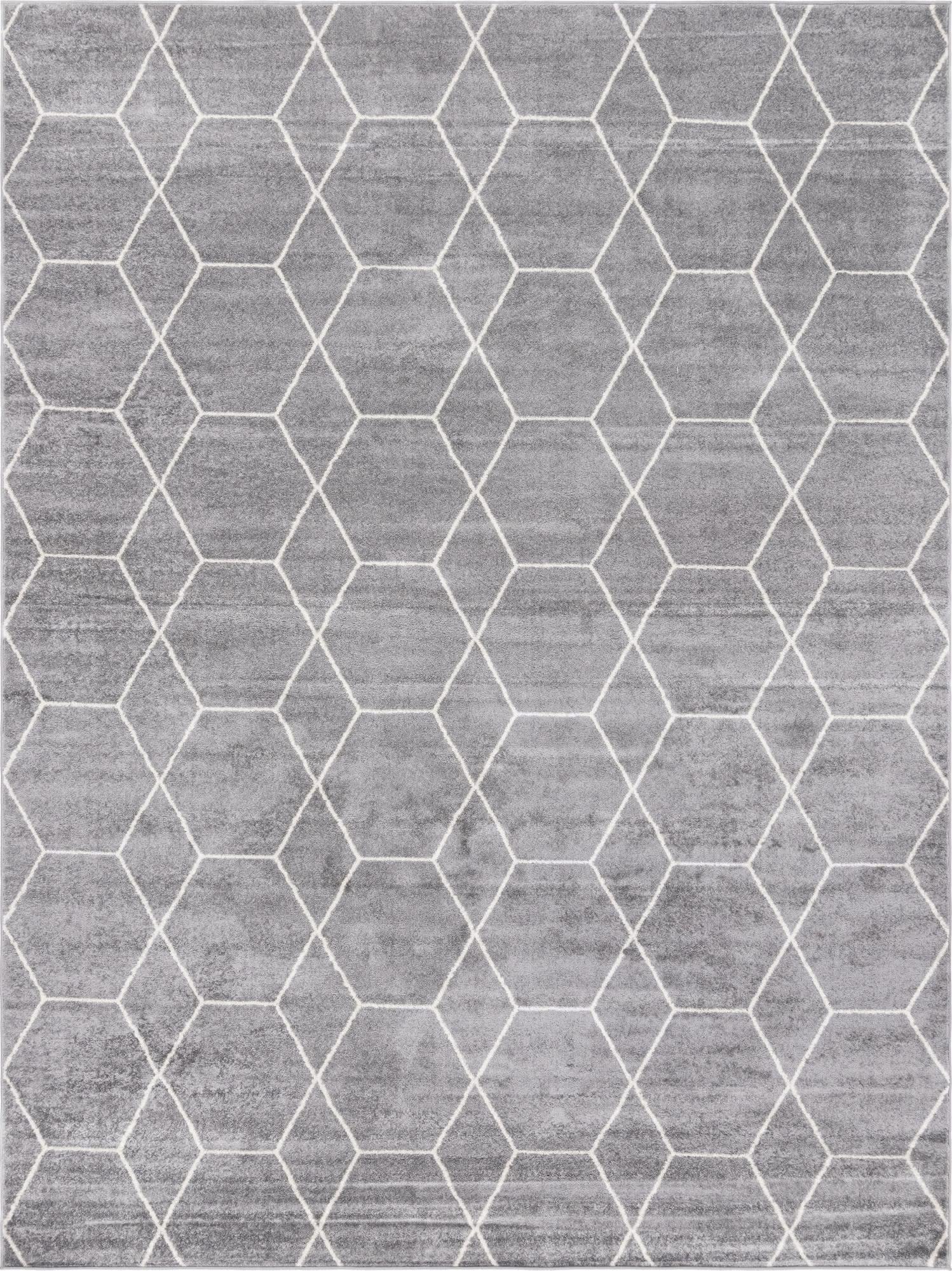 Unique Loom Trellis Frieze Collection Area Rug - Geometric (10' x 13', Light Gray/ Ivory)