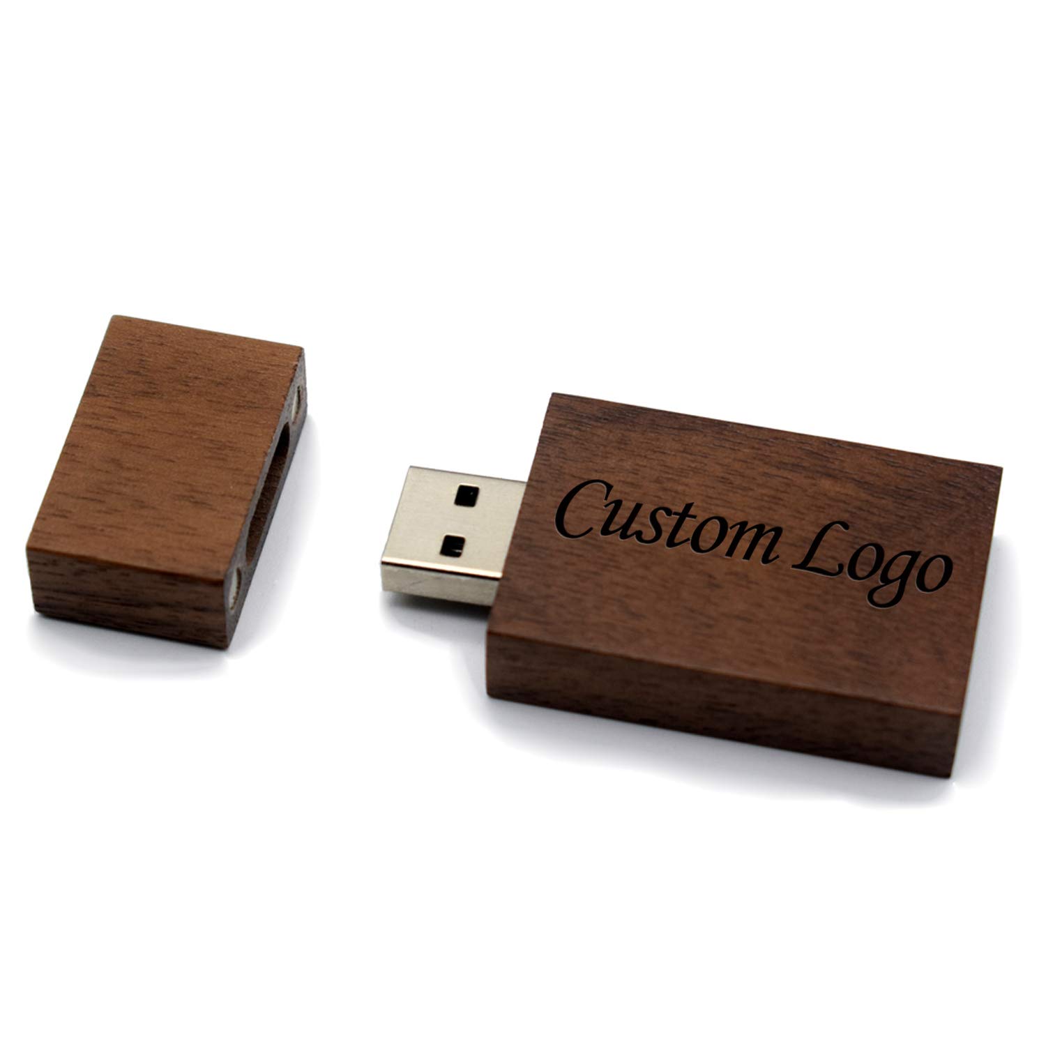 32GB Wood USB 2.0 Flash Drive with Custom Logo Laser Engrave Wooden USB Memory Stick Thumb Drivers with Album Box for Wedding/Photography/Parents