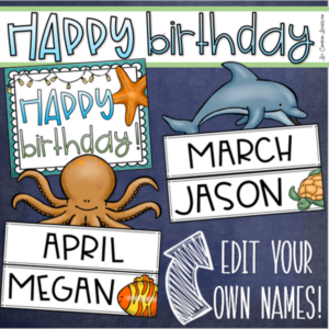 happy birthday bulletin board display ocean theme