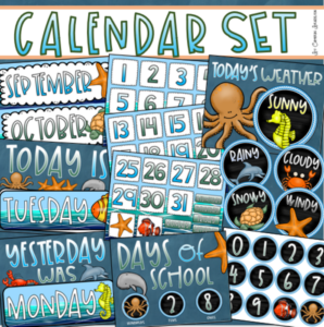calendar set ocean underwater theme