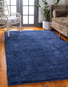 unique loom solo collection area rug - calabasas (7' 1" x 10' rectangle, navy blue)