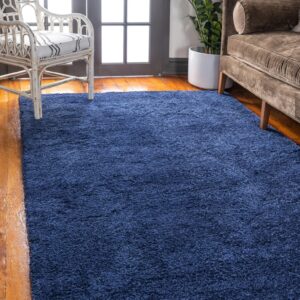 Unique Loom Solo Collection Area Rug - Calabasas (7' 1" x 10' Rectangle, Navy Blue)