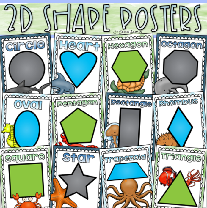 2D Shape Posters Ocean Underwater Theme