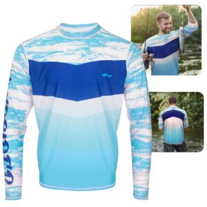upf50+ long sleeve fishing shirts for men - vented sides, light weight, wicking