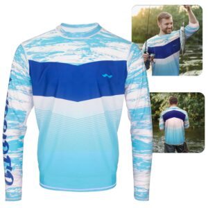 UPF50+ Long Sleeve Fishing Shirts for Men - Vented Sides, Light Weight, Wicking