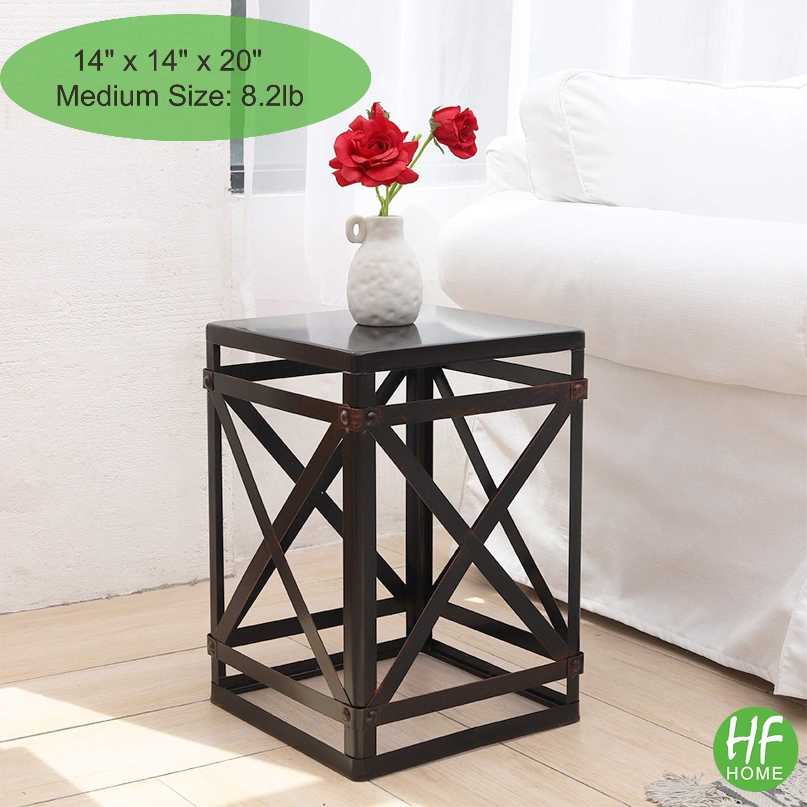 Industrial Set of 3 Cube Nesting Tables Coffee Tables, Stacking End Side Tables Indoor Nightstands Vintage Night Tables for Home Office Decor, Outdoor Garden Stool- Retro Brushed Bronze (Ship from US)