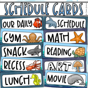 daily classroom schedule cards ocean theme editable