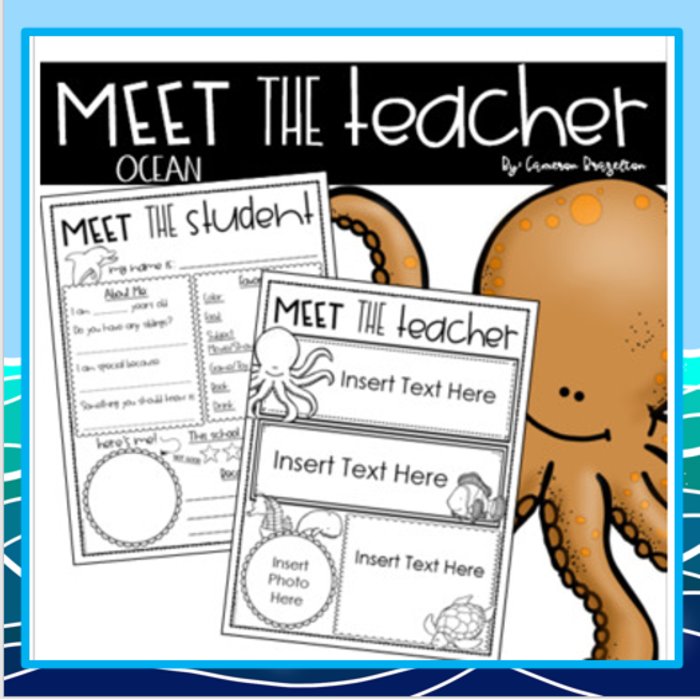 Meet the Teacher Back to School Handout Ocean Theme