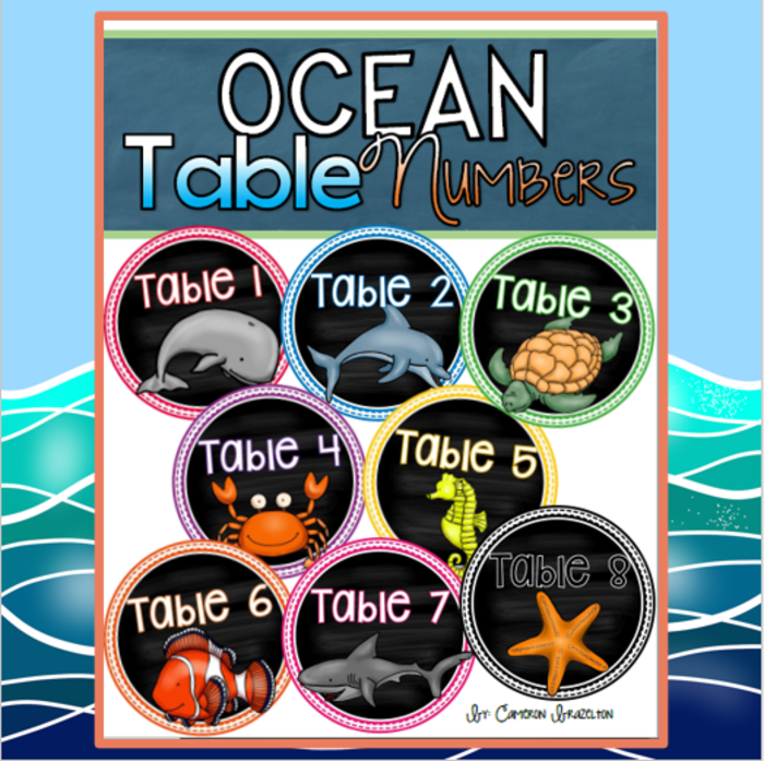 Table Numbers Signs Ocean Underwater Theme