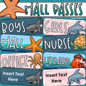 hall passes ocean underwater theme editable