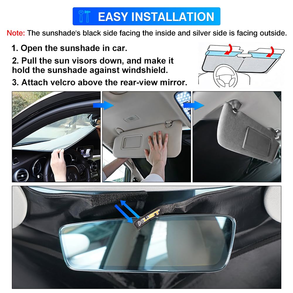 KUST Windshield Sun Shade for 2013 2014 2015 2016 2017 2018 2019 Ford Escape Sunshade Foldable Window Sun Visor Protector Blocks UV Rays Keep Your Car Cooler