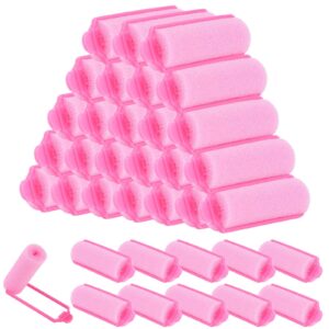 elcoho 36 pieces foam sponge hair rollers 20 mm mini foam hair styling curlers flexible sponge curlers with storage bag soft sleeping hair curlers for adults and kids (pink)