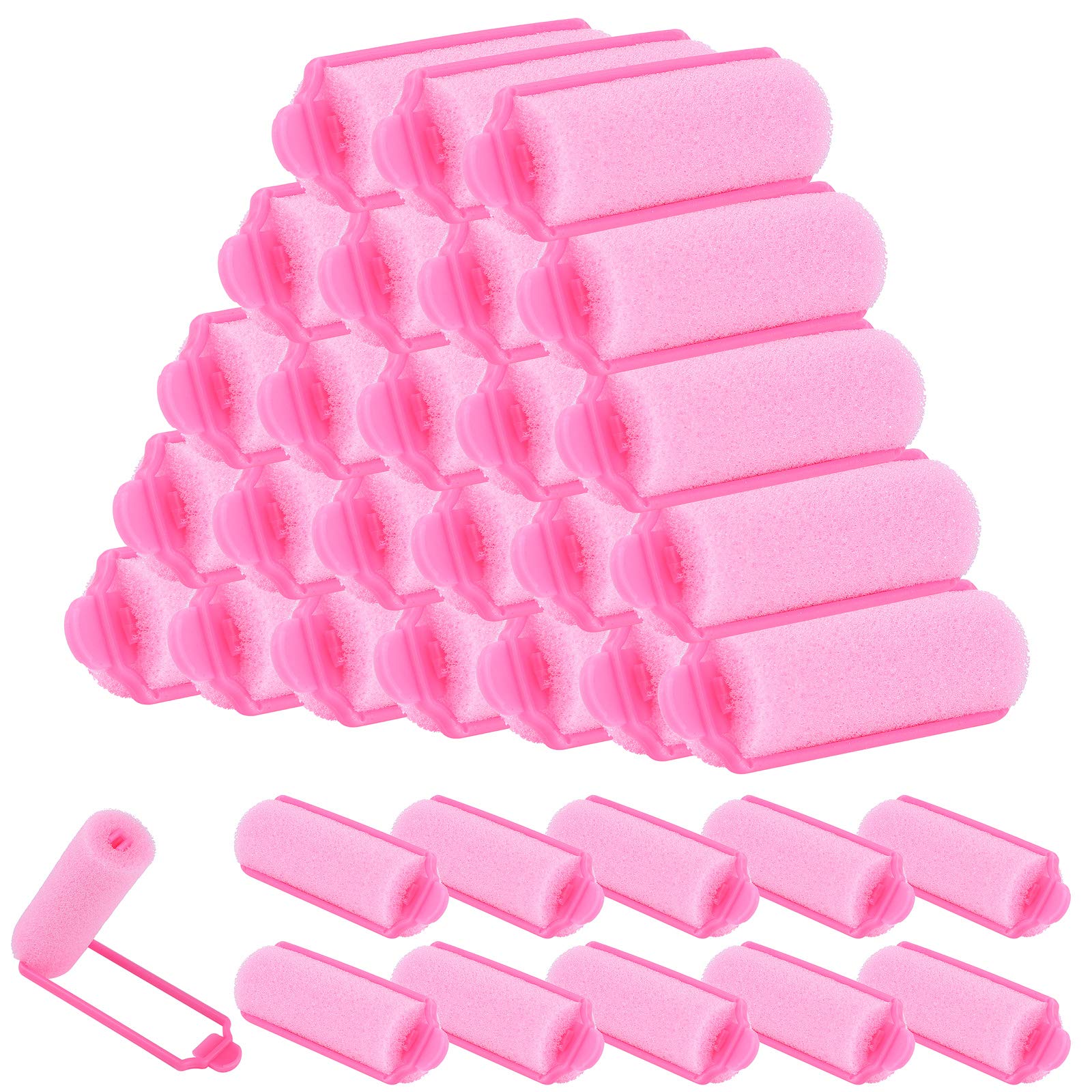 Elcoho 36 Pieces Foam Sponge Hair Rollers 20 mm Mini Foam Hair Styling Curlers Flexible Sponge Curlers with Storage Bag Soft Sleeping Hair Curlers for Adults and Kids (Pink)