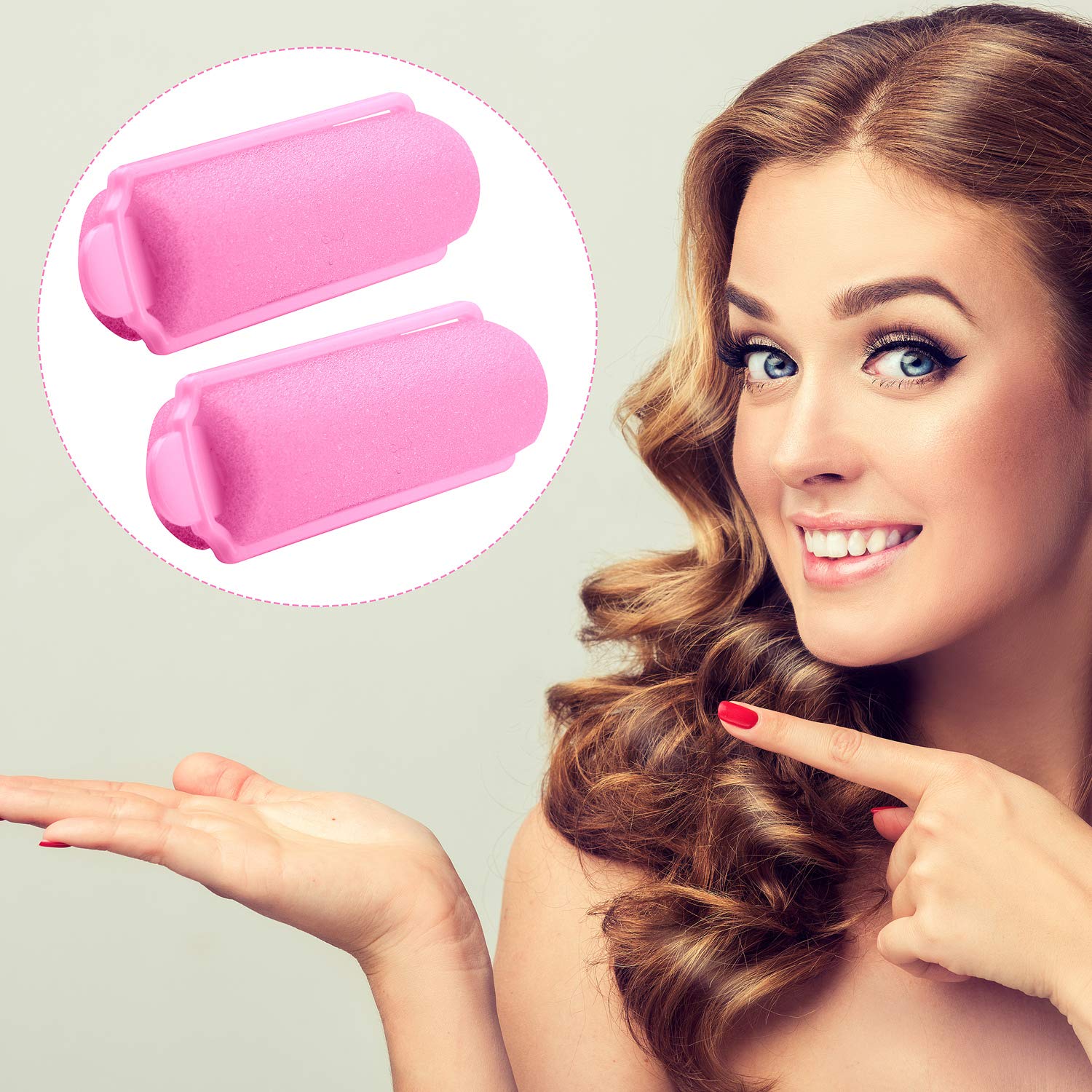 Elcoho 36 Pieces Foam Sponge Hair Rollers 20 mm Mini Foam Hair Styling Curlers Flexible Sponge Curlers with Storage Bag Soft Sleeping Hair Curlers for Adults and Kids (Pink)