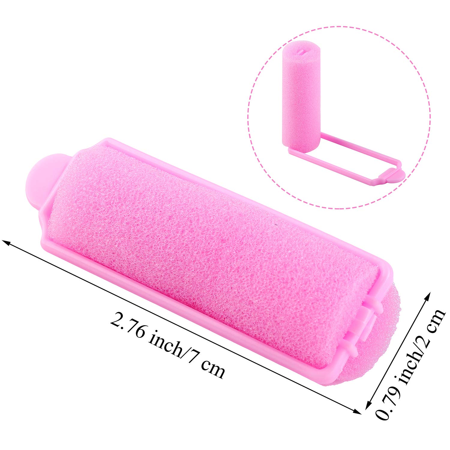 Elcoho 36 Pieces Foam Sponge Hair Rollers 20 mm Mini Foam Hair Styling Curlers Flexible Sponge Curlers with Storage Bag Soft Sleeping Hair Curlers for Adults and Kids (Pink)