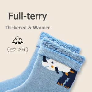 Big Kids Winter Socks Boys Warm Socks Thick Cotton Thermal Crew Socks for Boys Dinosaur 6 Pairs Size 13-1/8-10 Years