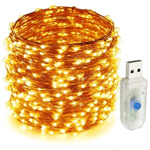 albertu 200led string lights,usb plug-in waterproof decorative fairy lights, firefly lights for bedroom home garden wedding party indoor outdoor decorations(warm white)