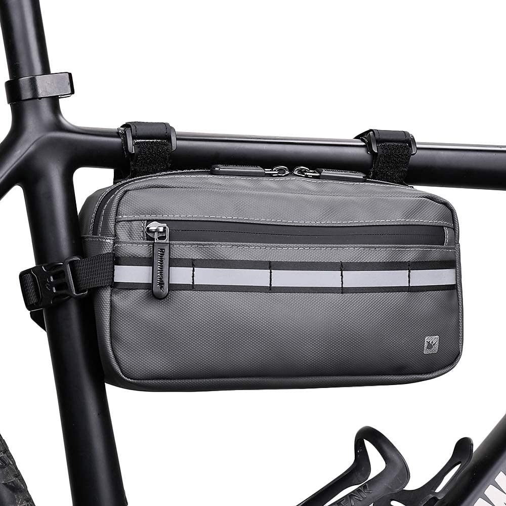 Rhinowalk Bike Bag Waterproof Bike Handlebar Bag,Bike Basket Bicycle Front Bag Shoulder Bag Waist Bag for Sport Bicycle Professional Cycling Accessories-Gray