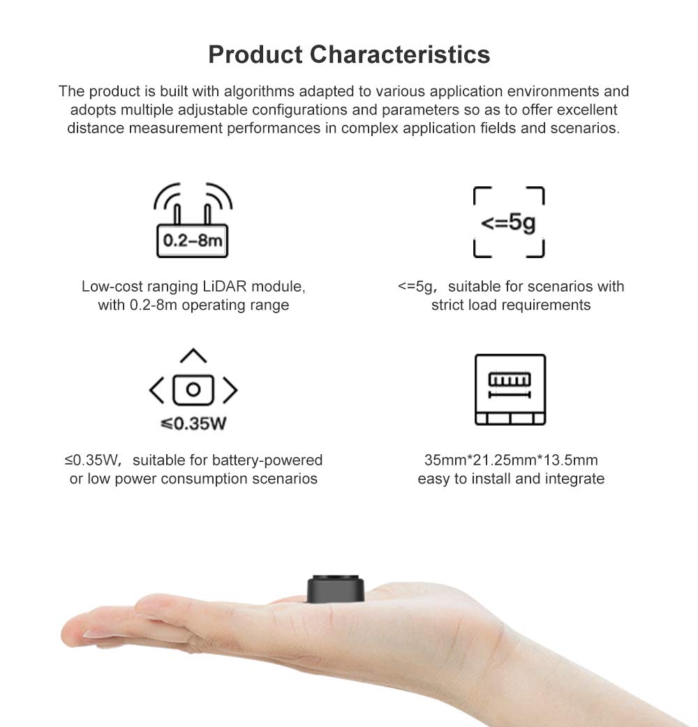 SmartFly info TF-Luna Lidar Sensor 0.1-8m Short-Range Distance Single-Point Ranging Finder Module UART / I2C Compatible with Pixhawk and Raspberry Pi for Drone/Robot Obstacle Avoidance