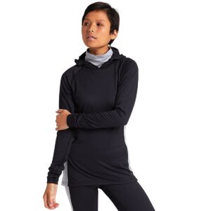 burton women's standard midweight x base layer long neck hoodie, true black, large