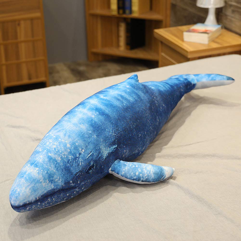 Jensquaify Whale Stuffed Animal, Blue Whale Shark Plush Hug Pillow Ocean Stuffed Toy, 43.3"