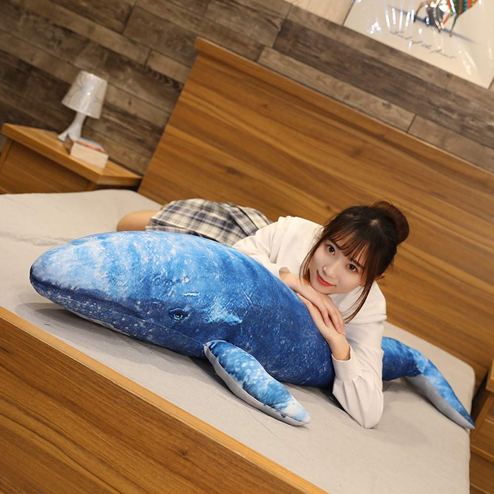 Jensquaify Whale Stuffed Animal, Blue Whale Shark Plush Hug Pillow Ocean Stuffed Toy, 43.3"