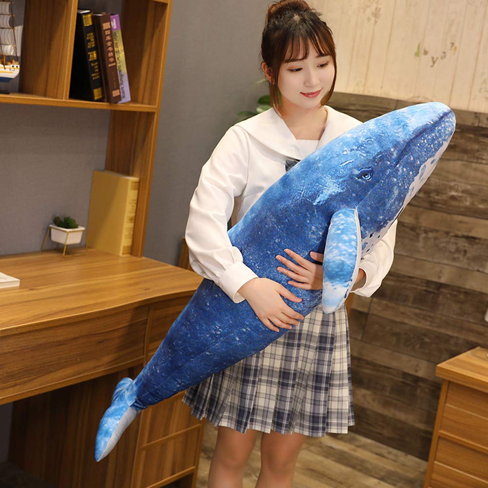 Jensquaify Whale Stuffed Animal, Blue Whale Shark Plush Hug Pillow Ocean Stuffed Toy, 43.3"