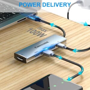 USB C Hub, 5 in 1 USB-C Splitter Thunderbolt 3 Hub to 4K HDMI Adapter for MacBook, USB 3.0 Port, 100W PD,Chosure Type C Dongle Compatible with MacBook Pro Air HP XPS Steam Deck and More Type C Devices