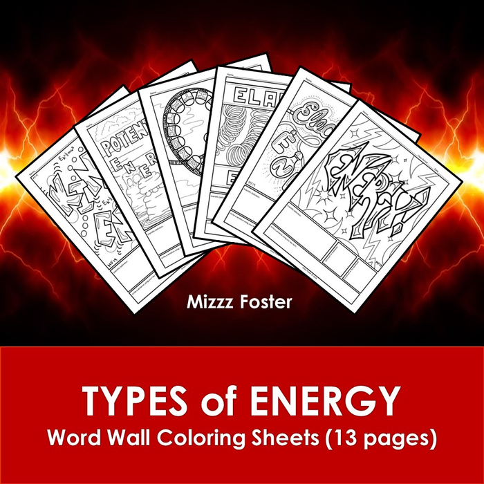 Types of Energy Word Wall Coloring Sheets (13 pgs.)