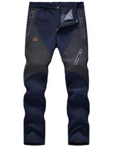 tbmpoy men's snow ski waterproof softshell snowboard pants outdoor hiking fleece lined wear resistant windproof navy 34