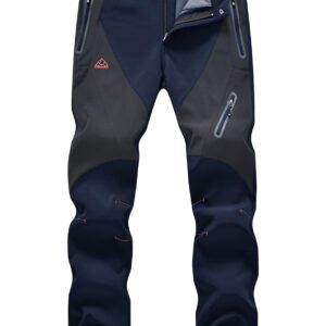 TBMPOY Men's Snow Ski Waterproof Softshell Snowboard Pants Outdoor Hiking Fleece Lined Wear Resistant Windproof Navy 34