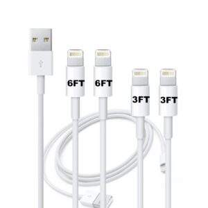 iphone charger, 4pack 3/3/6/6feet long usb charging cable fast connector data sync transfer cord compatible with iphone 11 pro max xs xr x 8 7 6s 6 plus se 5s