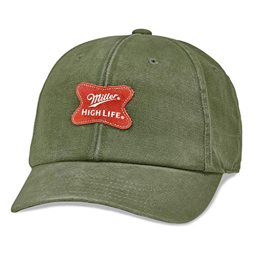 AMERICAN NEEDLE Miller High Life Beer Baseball Hat, Jasper Collection, Light Olive (MILLER-2005B-LOLI)