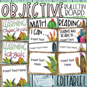 learning objectives bulletin board display rustic farmhouse theme editable