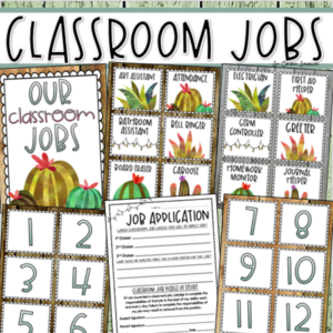 classroom jobs poster signs rustic farmhouse theme