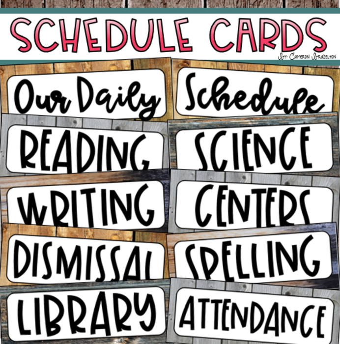 Daily Classroom Schedule Cards Rustic Farmhouse Theme Editable