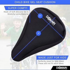 Domain Cycling - Kids Bike Seat Cover with Gel (9" x 6") - Cushion for Kids Bike Seat - Comfort to Small Bike Saddle of Childs Outdoor, Mountain, BMX, and Road Bikes (Green)